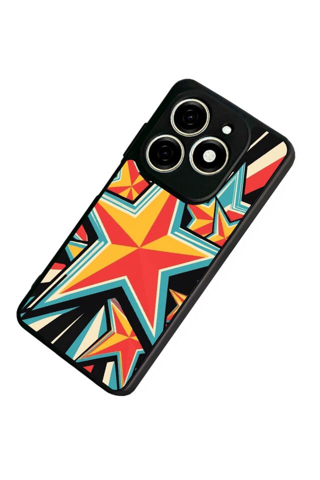 Infınıx Smart 8 Pro Uyumlu Retro Yildizlar Tasarımlı Glossy Premium Kılıf
