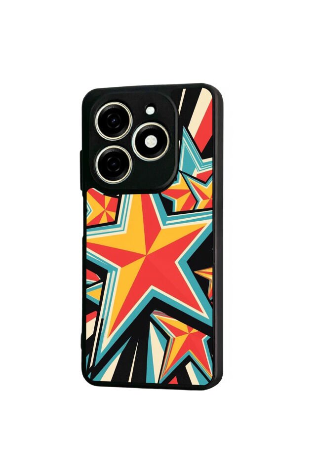 Infınıx Smart 8 Pro Uyumlu Retro Yildizlar Tasarımlı Glossy Premium Kılıf