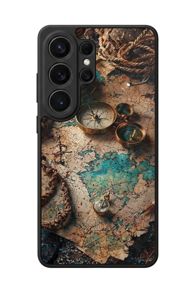 Samsung Galaxy S26 Ultra Uyumlu Harita Tasarımlı Glossy Premium Kılıf