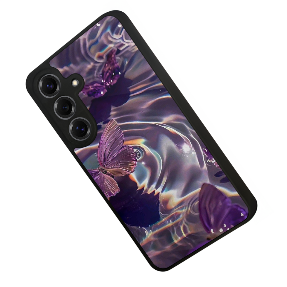 Samsung Galaxy S25 Uyumlu Kelebek Tasarımlı Glossy Premium Kılıf