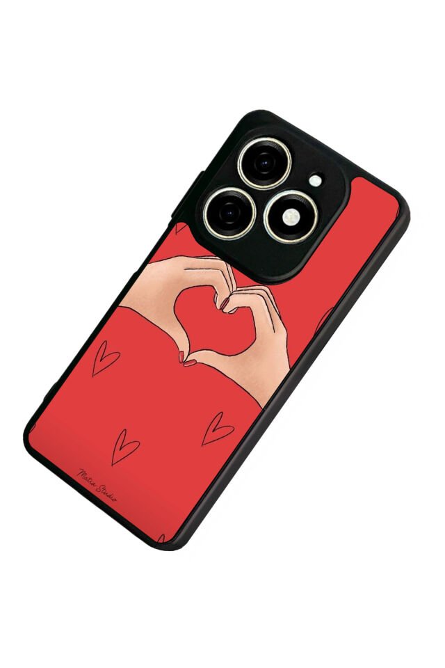 Tecno Spark 20/20C Uyumlu Kalp Love Tasarımlı Glossy Premium Kılıf