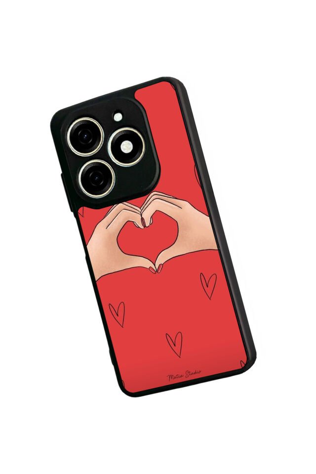 Tecno Spark 20/20C Uyumlu Kalp Love Tasarımlı Glossy Premium Kılıf
