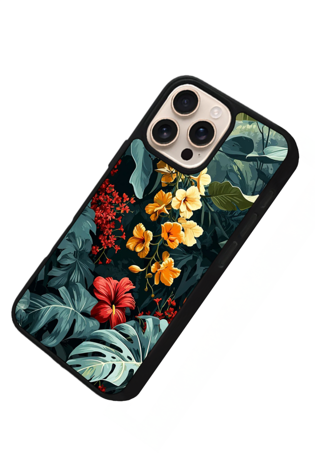 iPhone 14 Pro Uyumlu Botanik Tasarımlı Glossy Premium Kılıf
