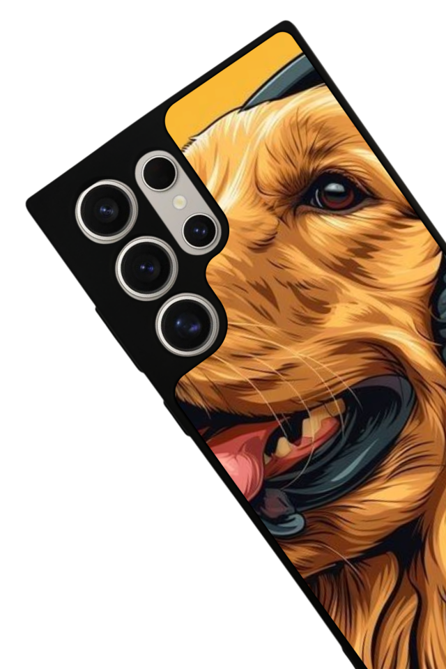 Samsung Galaxy S24 Ultra Uyumlu Golden Kopek Tasarımlı Glossy Premium Kılıf