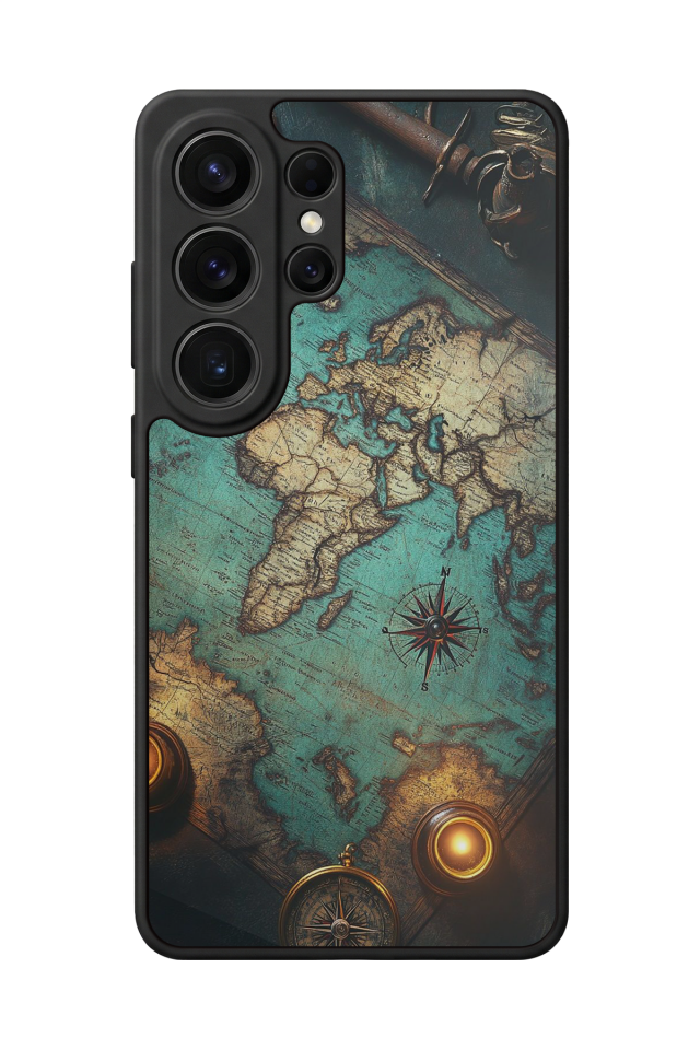 Samsung Galaxy S26 Ultra Uyumlu Harita Tasarımlı Glossy Premium Kılıf