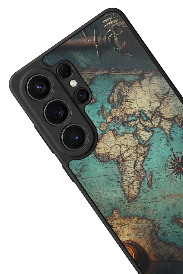 Samsung Galaxy S26 Ultra Uyumlu Harita Tasarımlı Glossy Premium Kılıf