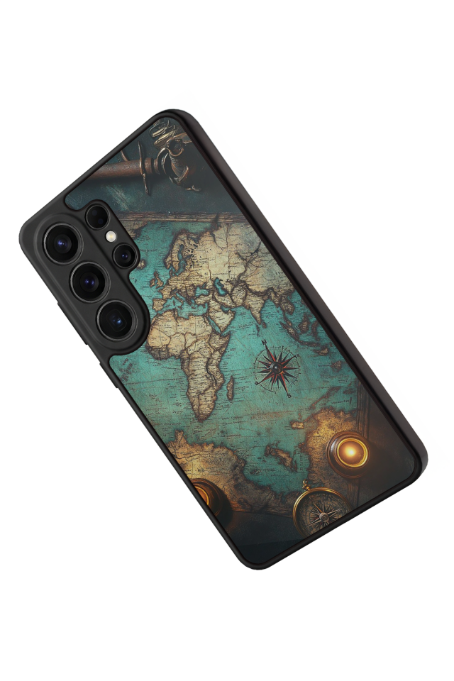 Samsung Galaxy S26 Ultra Uyumlu Harita Tasarımlı Glossy Premium Kılıf