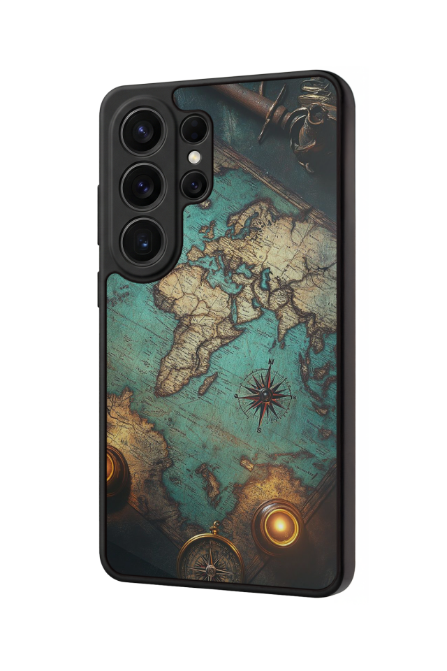 Samsung Galaxy S26 Ultra Uyumlu Harita Tasarımlı Glossy Premium Kılıf