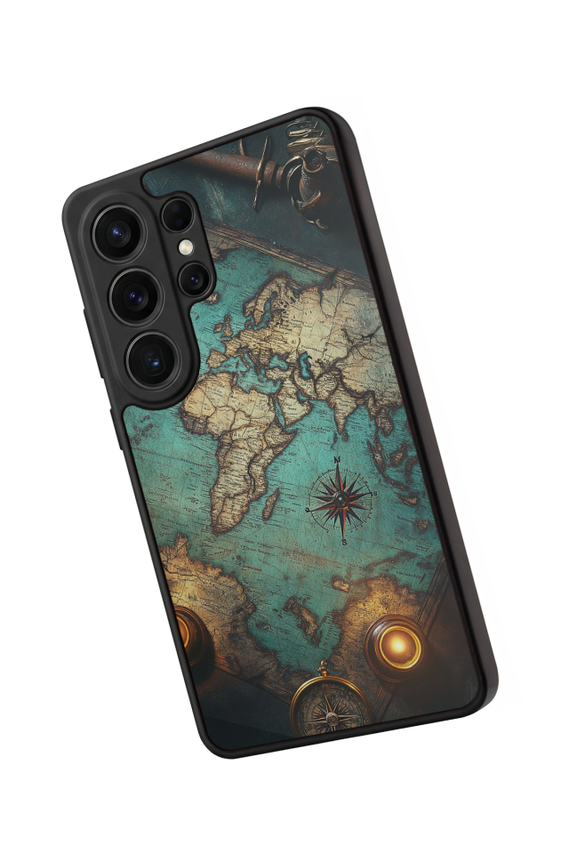 Samsung Galaxy S26 Ultra Uyumlu Harita Tasarımlı Glossy Premium Kılıf