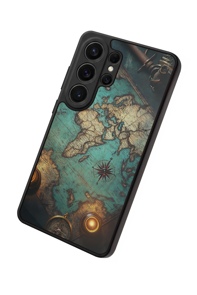 Samsung Galaxy S26 Ultra Uyumlu Harita Tasarımlı Glossy Premium Kılıf