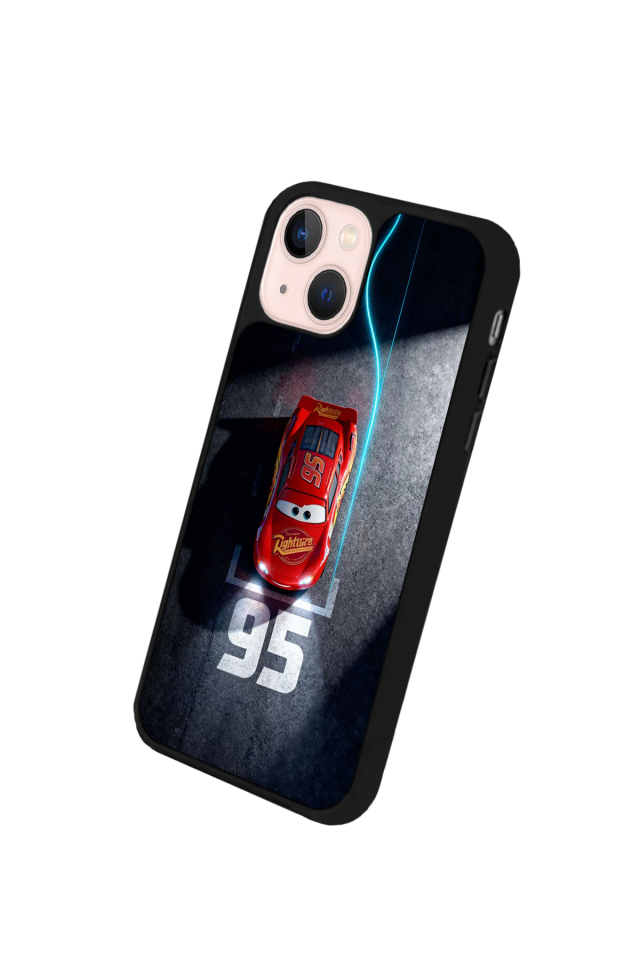 iPhone 14 Plus Uyumlu Şimsek McQueen Tasarımlı Glossy Premium Kılıf