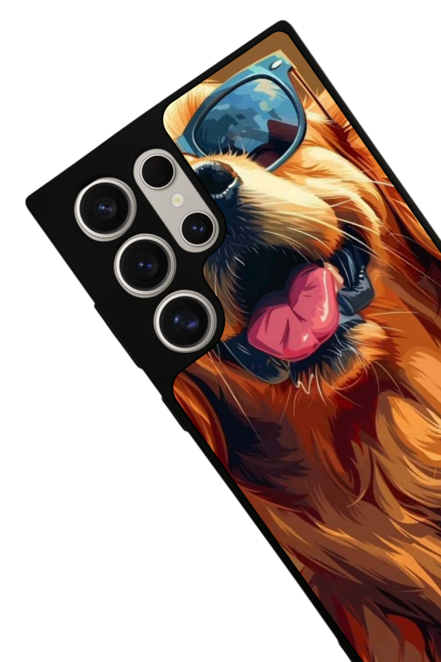 Samsung Galaxy S24 Ultra Uyumlu Golden Kopek Tasarımlı Glossy Premium Kılıf