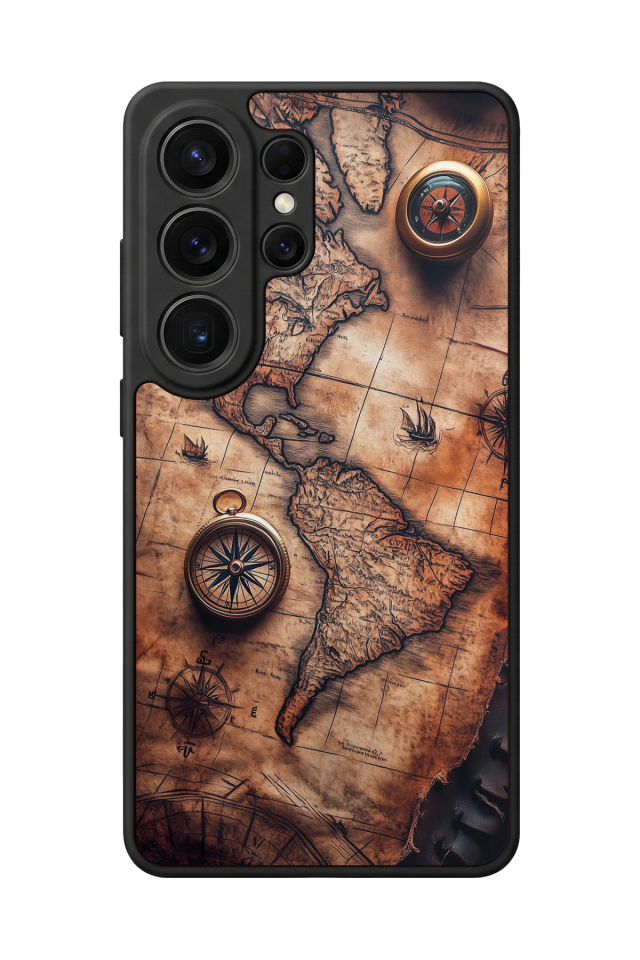 Samsung Galaxy S26 Ultra Uyumlu Harita Tasarımlı Glossy Premium Kılıf
