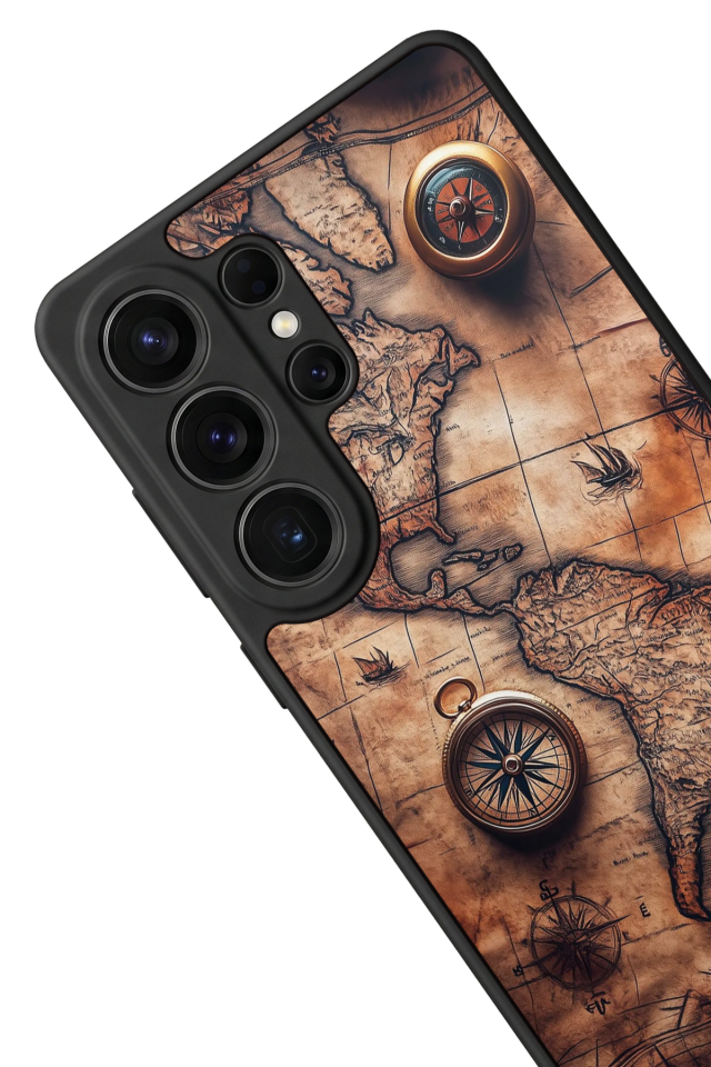 Samsung Galaxy S26 Ultra Uyumlu Harita Tasarımlı Glossy Premium Kılıf