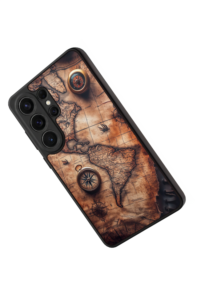 Samsung Galaxy S26 Ultra Uyumlu Harita Tasarımlı Glossy Premium Kılıf