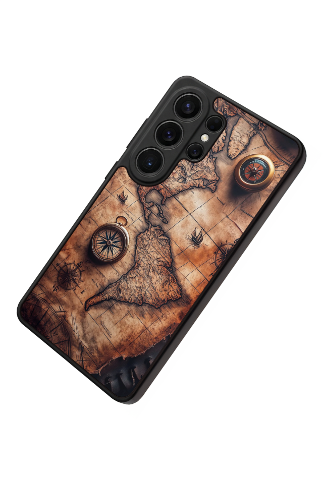 Samsung Galaxy S26 Ultra Uyumlu Harita Tasarımlı Glossy Premium Kılıf