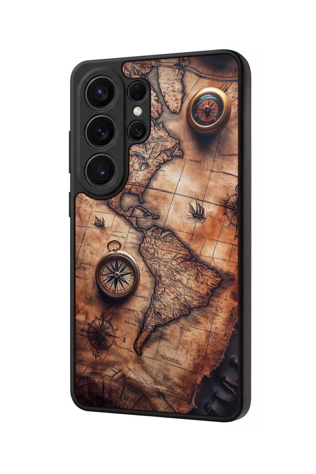 Samsung Galaxy S26 Ultra Uyumlu Harita Tasarımlı Glossy Premium Kılıf