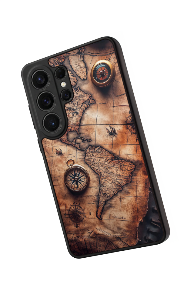 Samsung Galaxy S26 Ultra Uyumlu Harita Tasarımlı Glossy Premium Kılıf