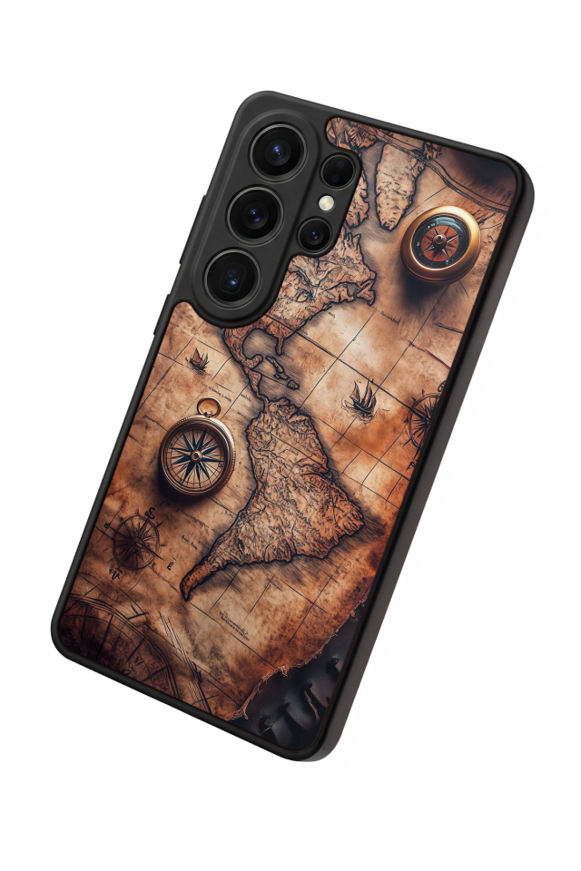 Samsung Galaxy S26 Ultra Uyumlu Harita Tasarımlı Glossy Premium Kılıf