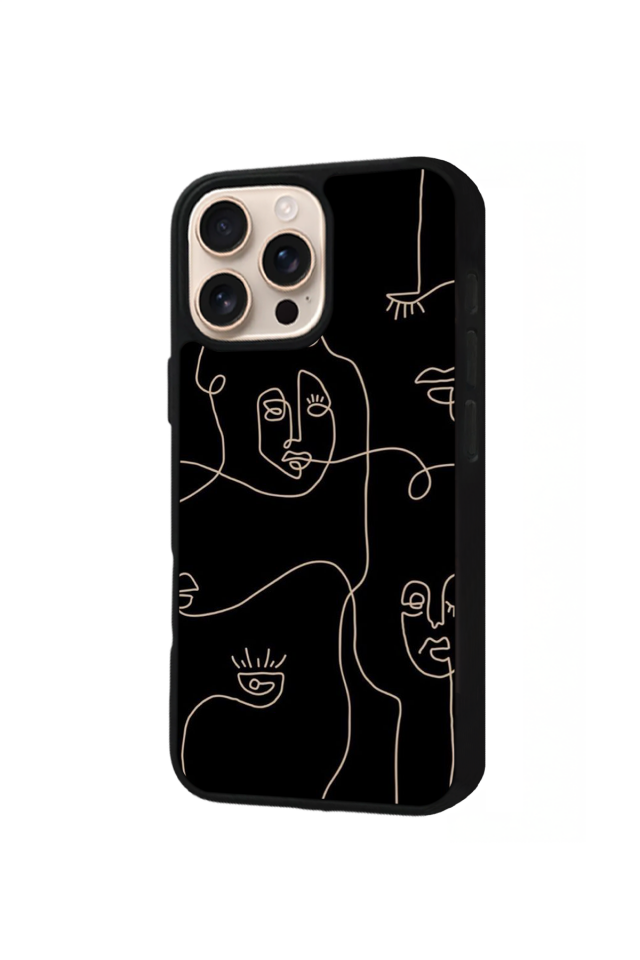 iPhone 14 Pro Max Uyumlu Line Art Tasarımlı Glossy Premium Kılıf