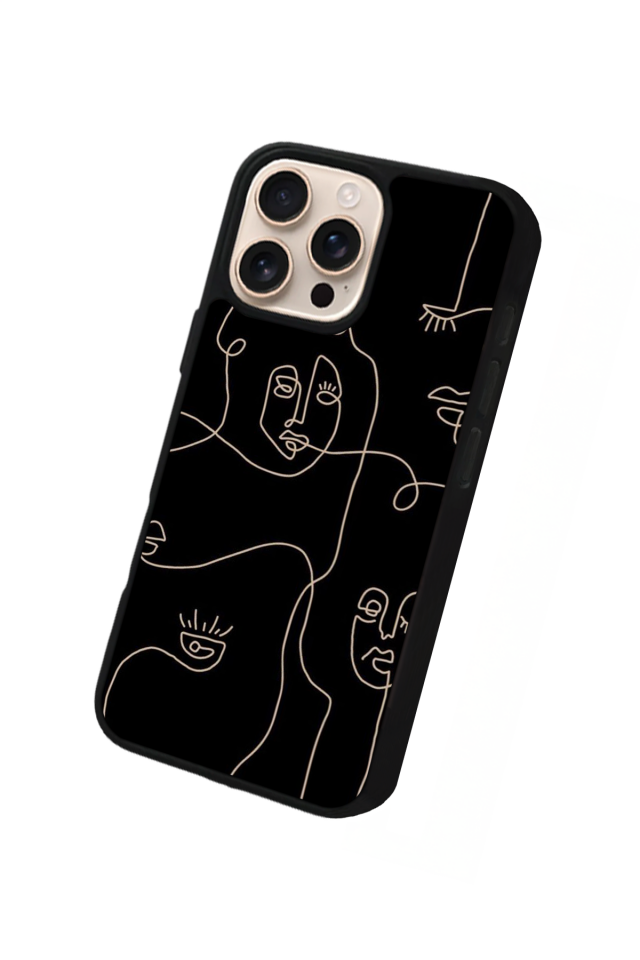 iPhone 14 Pro Max Uyumlu Line Art Tasarımlı Glossy Premium Kılıf