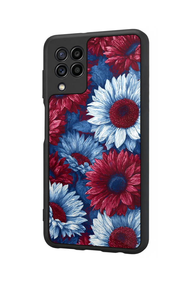 Samsung Galaxy M22 Uyumlu Cicek Tasarımlı Glossy Premium Kılıf