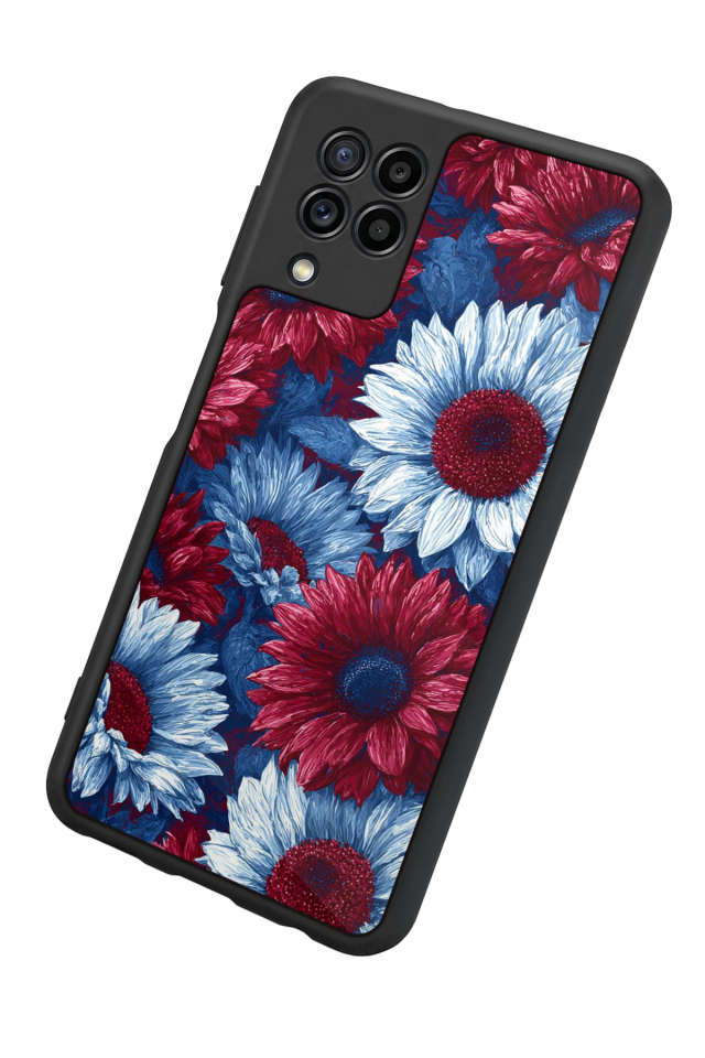 Samsung Galaxy M22 Uyumlu Cicek Tasarımlı Glossy Premium Kılıf
