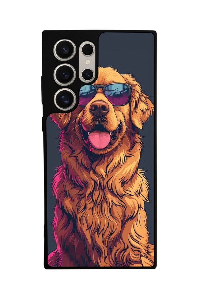 Samsung Galaxy S24 Ultra Uyumlu Golden Kopek Tasarımlı Glossy Premium Kılıf