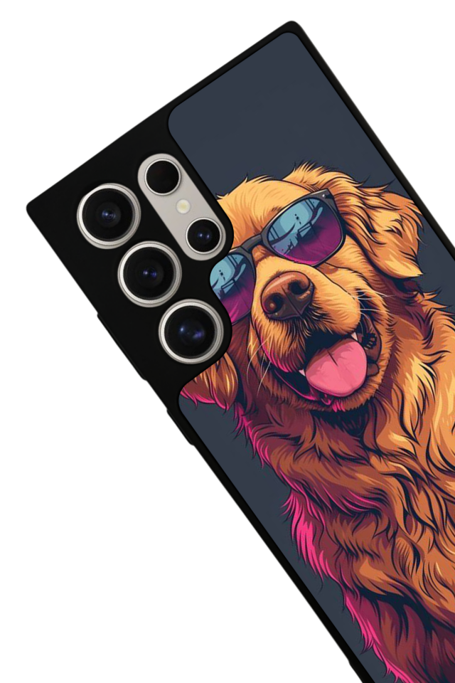 Samsung Galaxy S24 Ultra Uyumlu Golden Kopek Tasarımlı Glossy Premium Kılıf