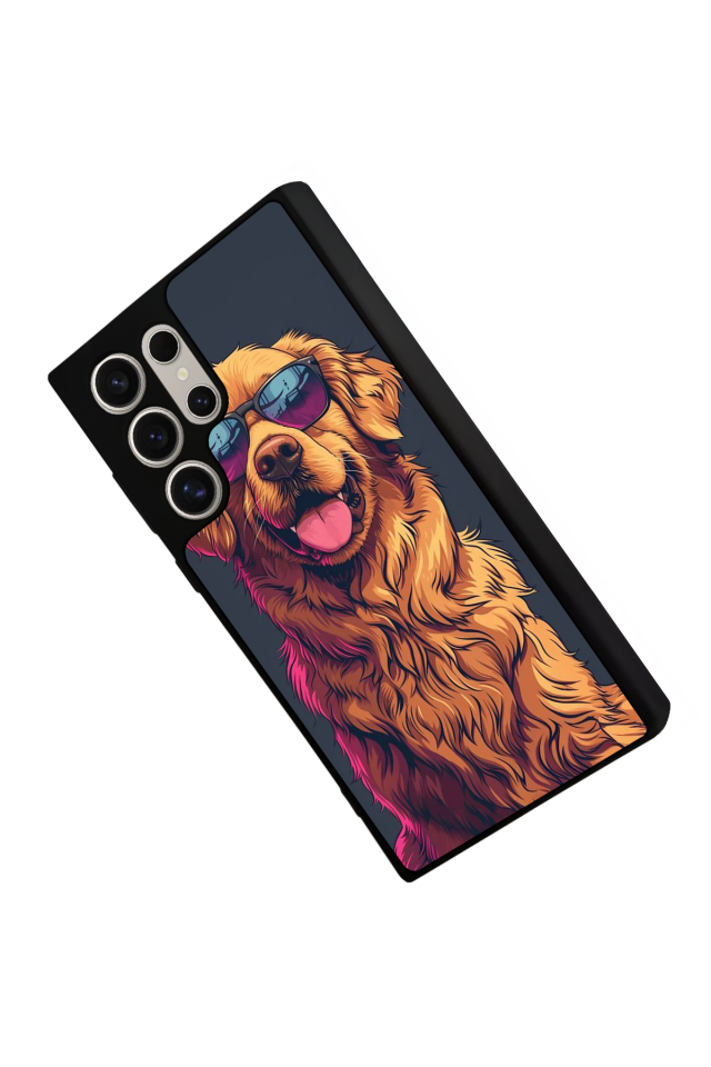 Samsung Galaxy S24 Ultra Uyumlu Golden Kopek Tasarımlı Glossy Premium Kılıf