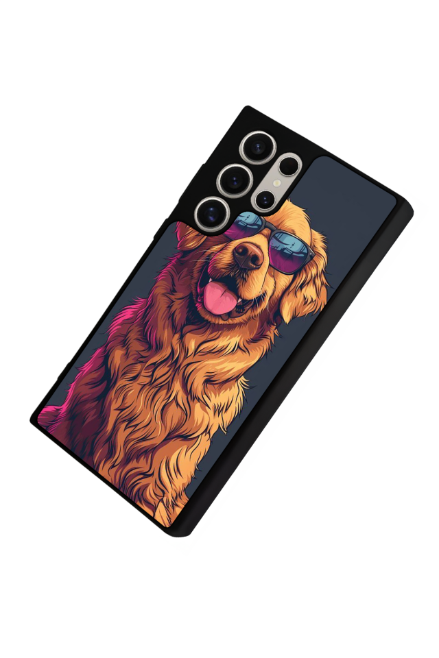 Samsung Galaxy S24 Ultra Uyumlu Golden Kopek Tasarımlı Glossy Premium Kılıf