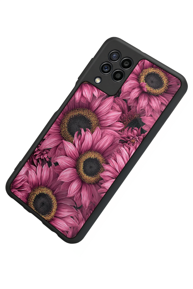 Samsung Galaxy M22 Uyumlu Cicek Tasarımlı Glossy Premium Kılıf