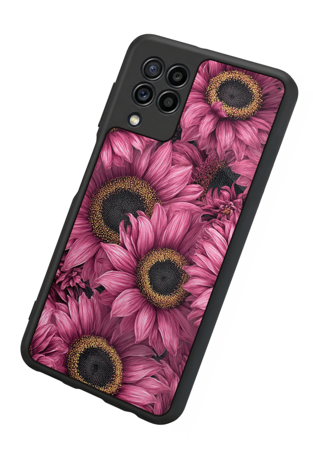 Samsung Galaxy M22 Uyumlu Cicek Tasarımlı Glossy Premium Kılıf