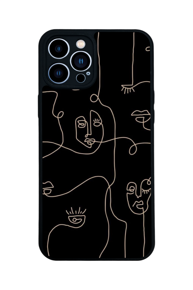 iPhone 13 Pro Max Uyumlu Line Art Tasarımlı Glossy Premium Kılıf