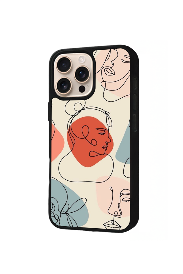 iPhone 14 Pro Max Uyumlu Line Art Tasarımlı Glossy Premium Kılıf