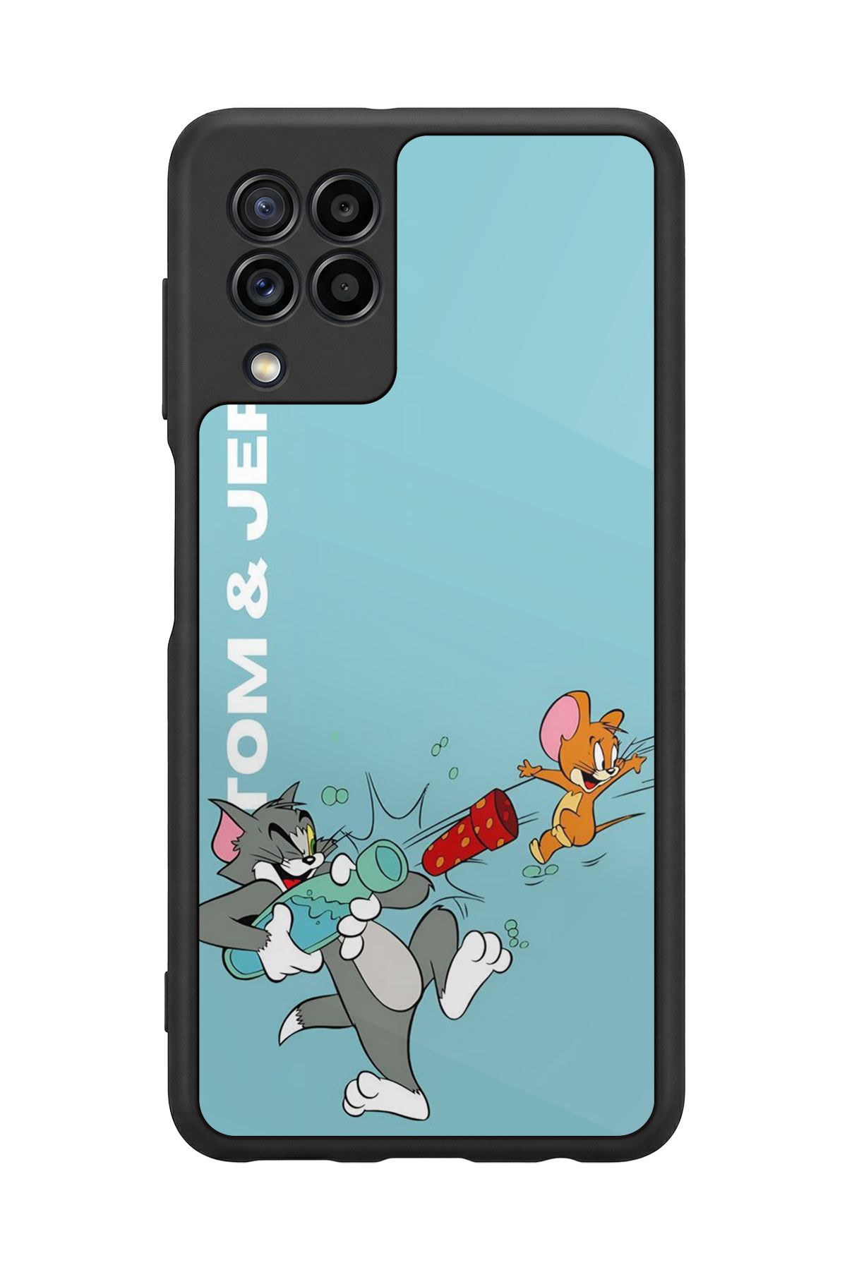 Samsung Galaxy M32 Uyumlu Tom And Jerry Tasarımlı Glossy Premium Kılıf