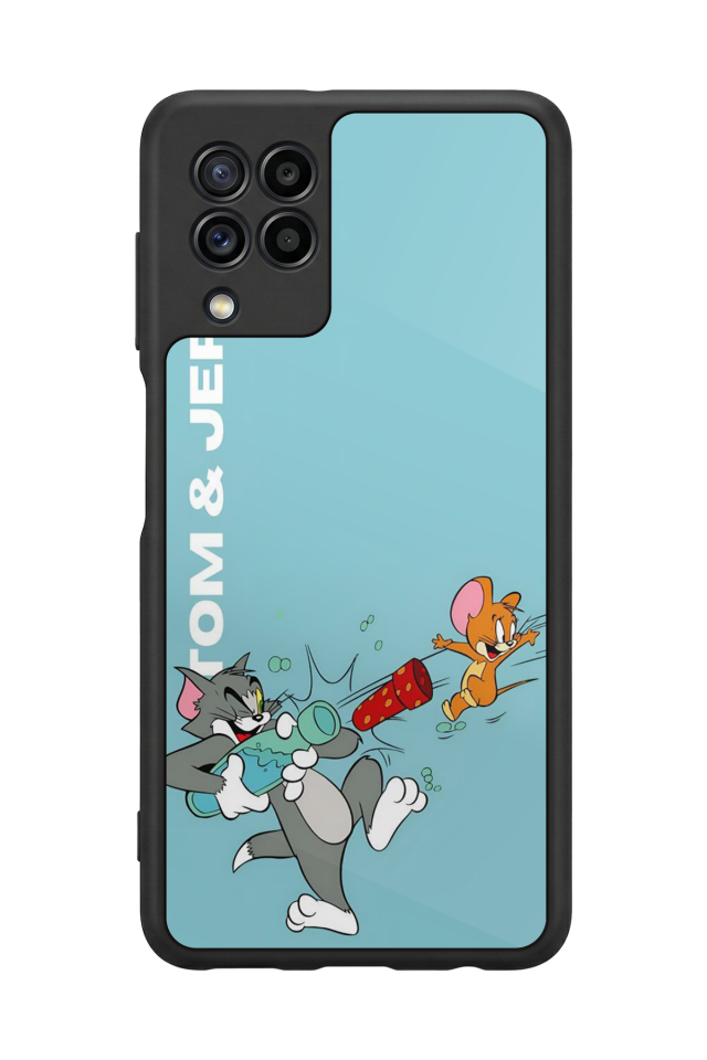 Samsung Galaxy M32 Uyumlu Tom And Jerry Tasarımlı Glossy Premium Kılıf
