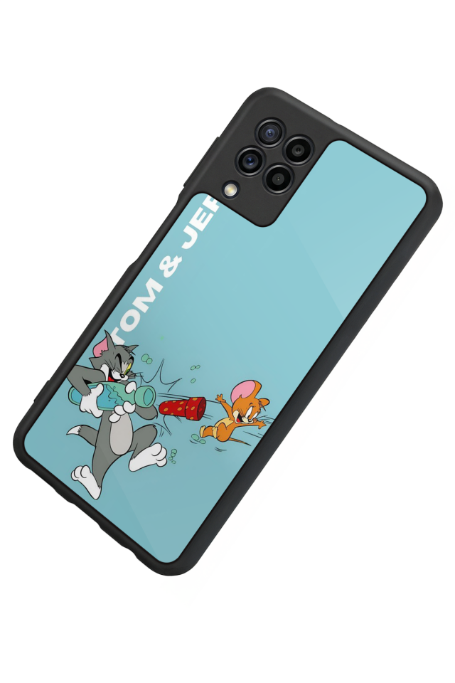Samsung Galaxy M32 Uyumlu Tom And Jerry Tasarımlı Glossy Premium Kılıf