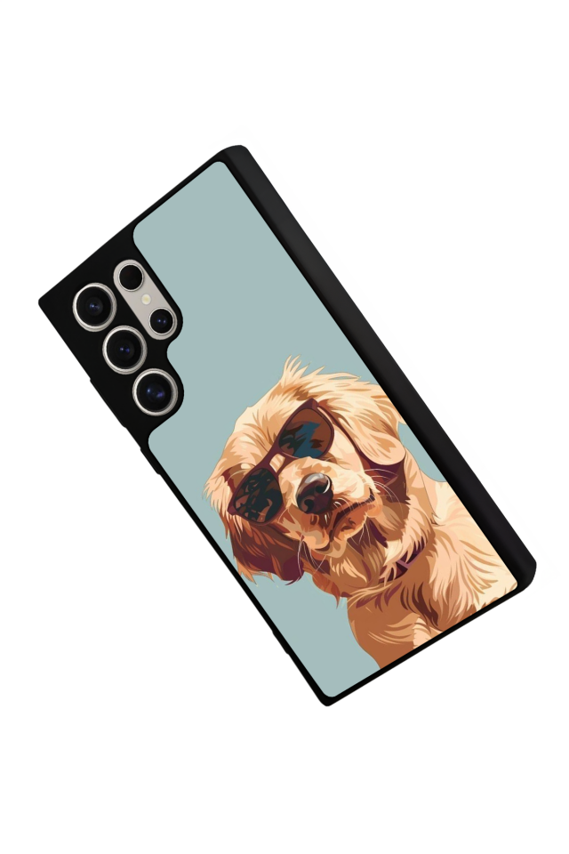 Samsung Galaxy S24 Ultra Uyumlu Golden Kopek Tasarımlı Glossy Premium Kılıf