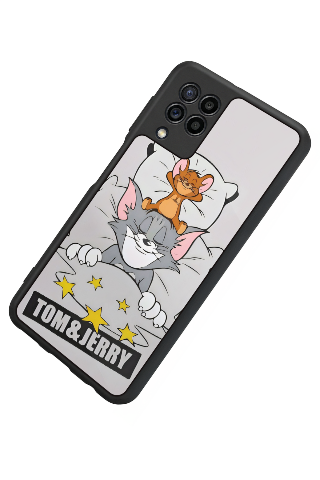 Samsung Galaxy M32 Uyumlu Tom And Jerry Tasarımlı Glossy Premium Kılıf
