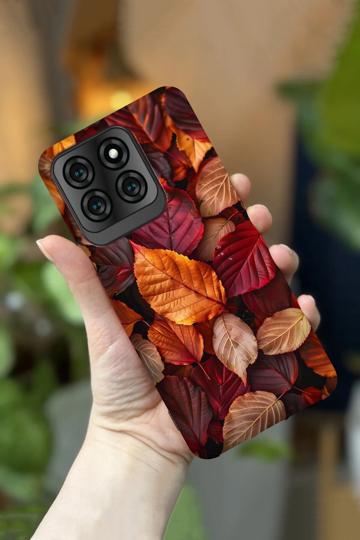 Reeder S71 Uyumlu Kamera Korumalı Sonbahar Yaprakları Desenli HD Baskılı Silikon Kılıf