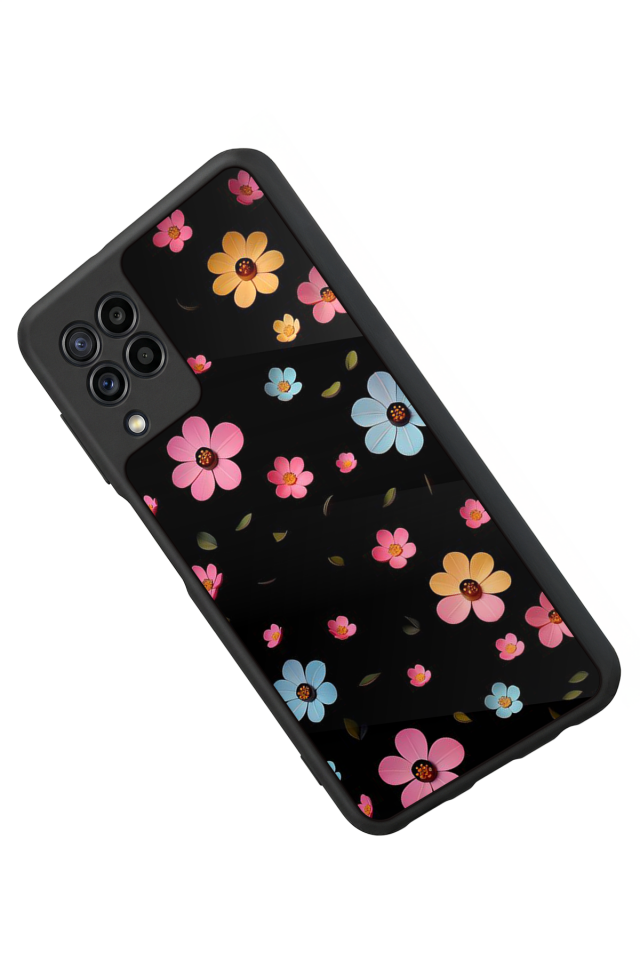 Samsung Galaxy M22 Uyumlu Cicek Tasarımlı Glossy Premium Kılıf