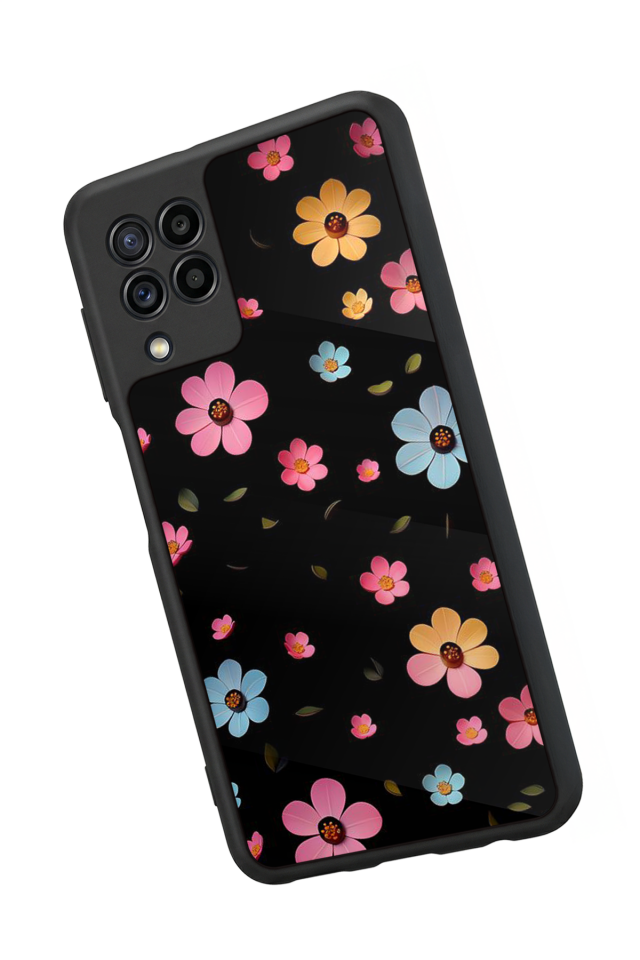 Samsung Galaxy M22 Uyumlu Cicek Tasarımlı Glossy Premium Kılıf