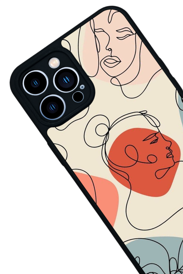 iPhone 13 Pro Max Uyumlu Line Art Tasarımlı Glossy Premium Kılıf