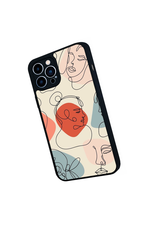 iPhone 13 Pro Max Uyumlu Line Art Tasarımlı Glossy Premium Kılıf