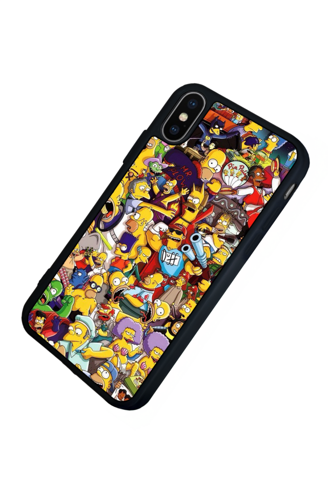 iPhone X/ XS Uyumlu The Simpsons Tasarımlı Glossy Premium Kılıf