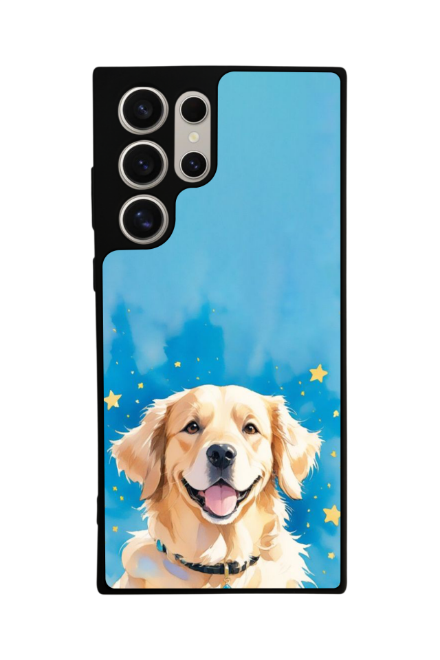 Samsung Galaxy S24 Ultra Uyumlu Golden Kopek Tasarımlı Glossy Premium Kılıf