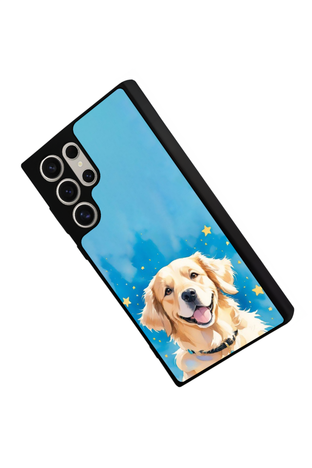 Samsung Galaxy S24 Ultra Uyumlu Golden Kopek Tasarımlı Glossy Premium Kılıf