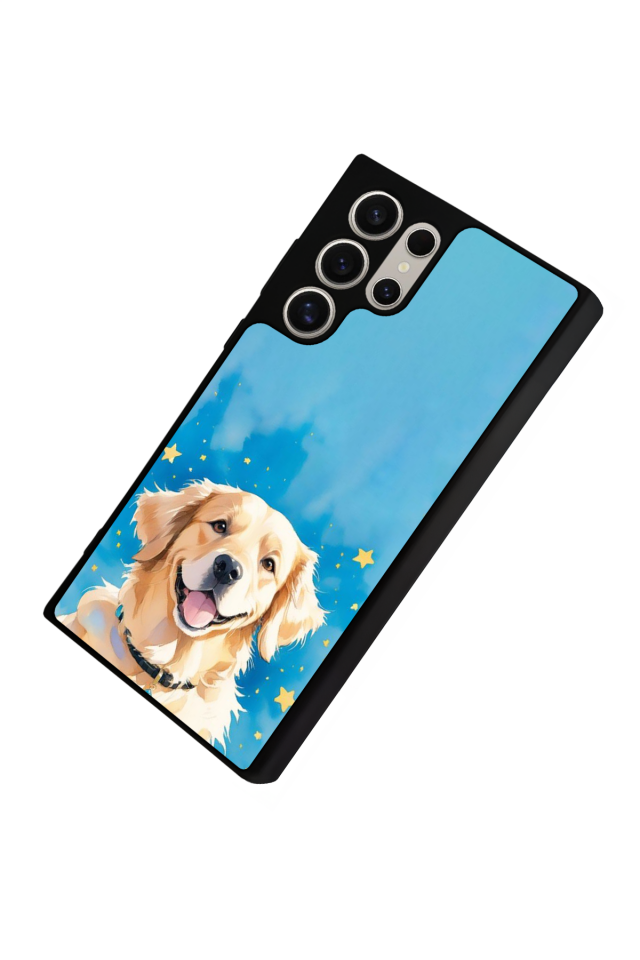 Samsung Galaxy S24 Ultra Uyumlu Golden Kopek Tasarımlı Glossy Premium Kılıf