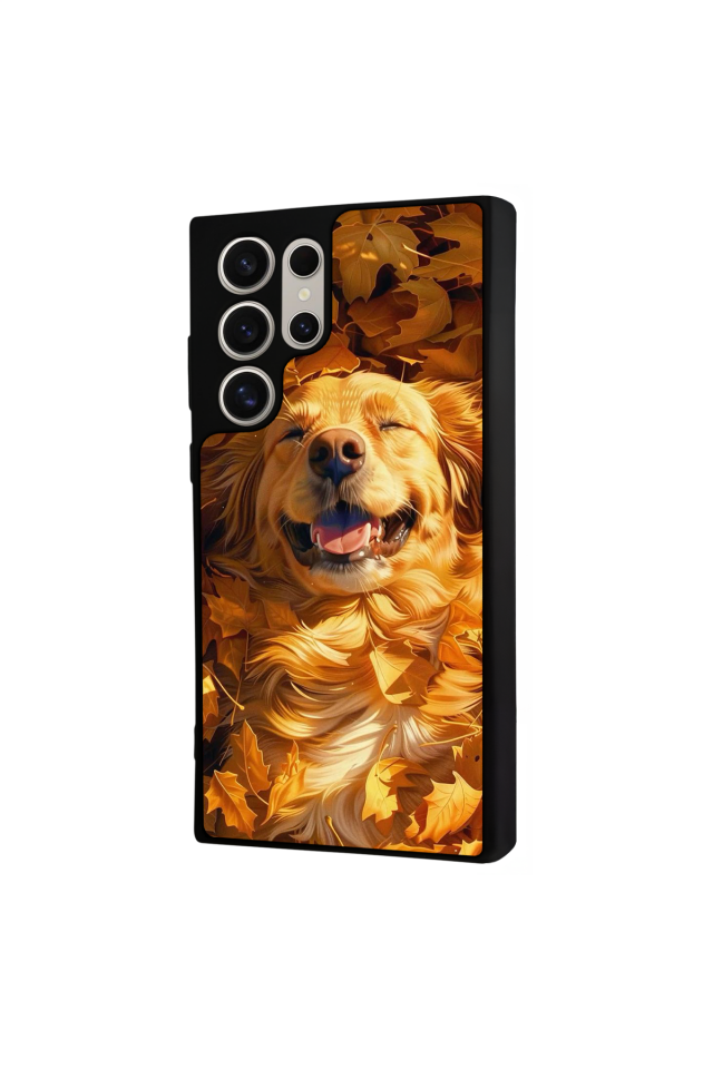 Samsung Galaxy S24 Ultra Uyumlu Golden Kopek Tasarımlı Glossy Premium Kılıf